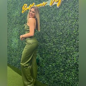 zara green leather set